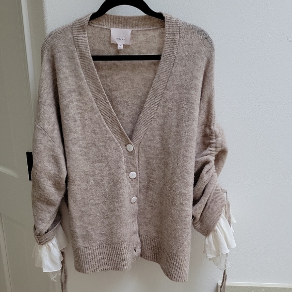 Cinq a Sept Light Brown Cardigan with Button Detail - Picture 3 of 4